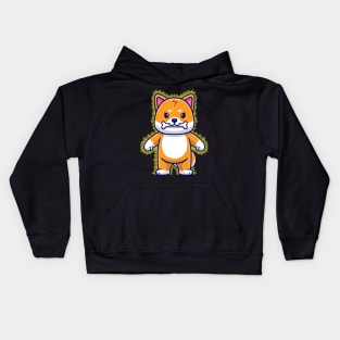 Happy Shiba Inu Dog lightning Bite Bone Cartoon Kids Hoodie